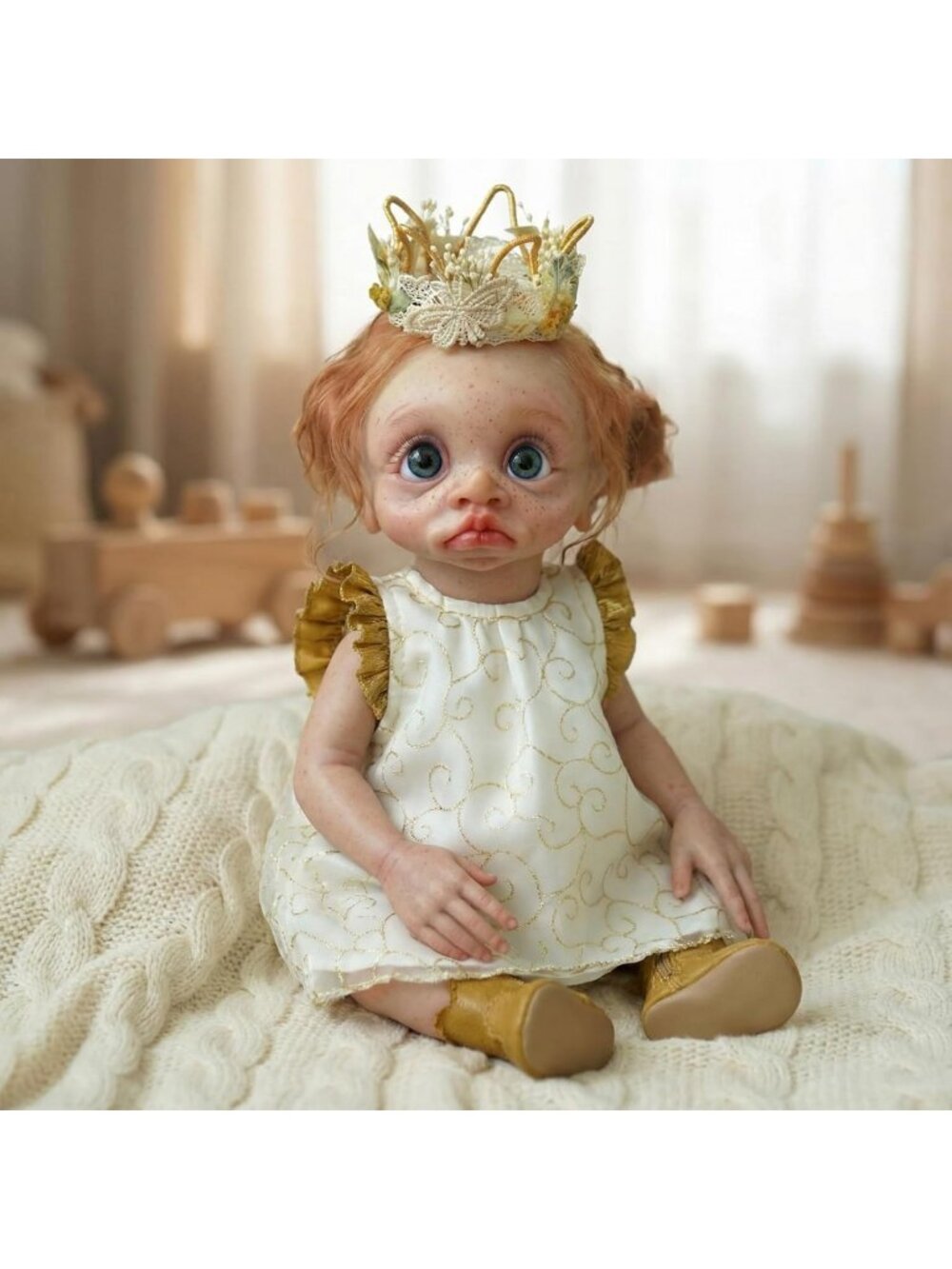 Lifelike 17" Reborn Baby Doll - Handmade Fairy Elf Collectible Toy for Kids